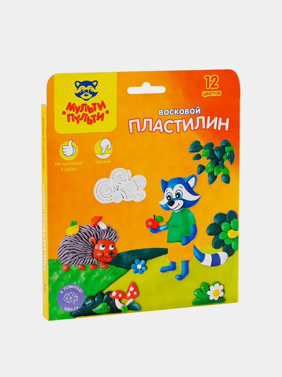 Пластилин Мульти-Пульти "Енот в лесу", 12 цветов, 180 г