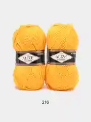 Желтый пряжа Alize Lanagold, комплект 2 штуки, 3 штуки, 49% шерсть, 51% акрил, 100 г, 240 м,Ч1