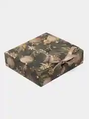 Золотой коробка подарочная новогодняя с ленточкой. 20*18*5 см