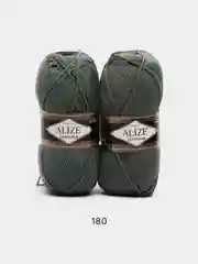Лесной зеленый пряжа Alize Lanagold, комплект 2 штуки, 3 штуки, 49% шерсть, 51% акрил, 100 г, 240 м,Ч1
