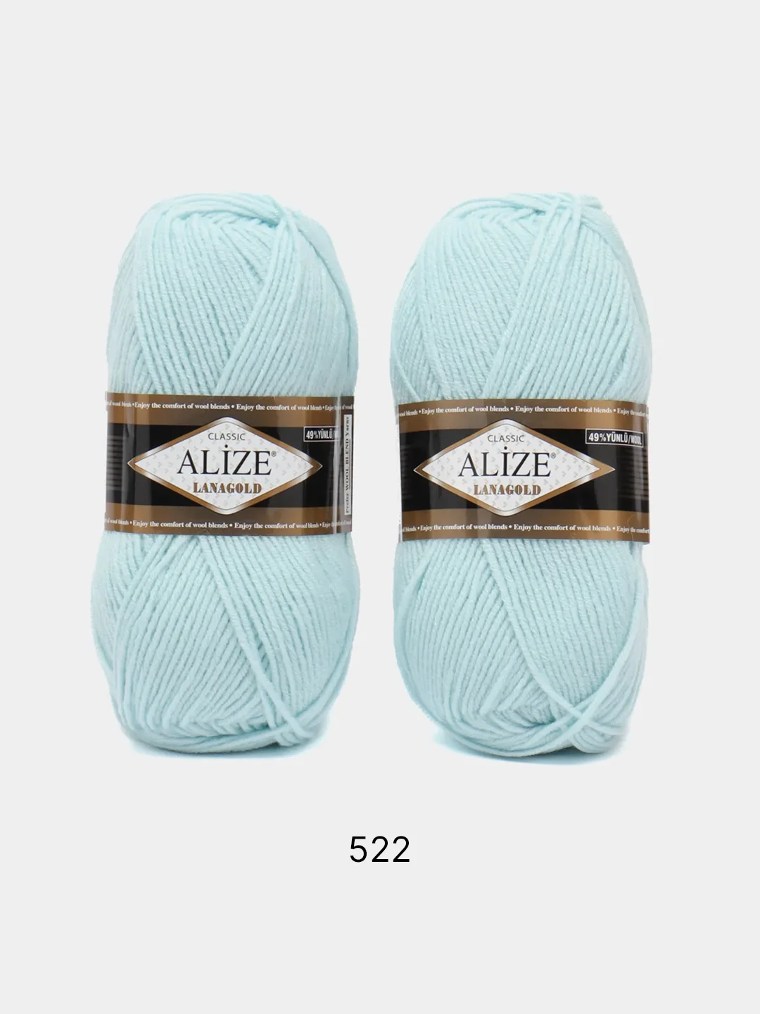 Ледяной пряжа Alize Lanagold, комплект 2 штуки, 3 штуки, 49% шерсть, 51% акрил, 100 г, 240 м,Ч1