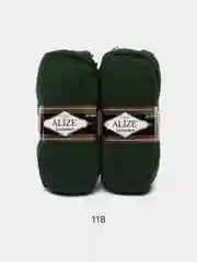 Зеленый пряжа Alize Lanagold, комплект 2 штуки, 3 штуки, 49% шерсть, 51% акрил, 100 г, 240 м,Ч1