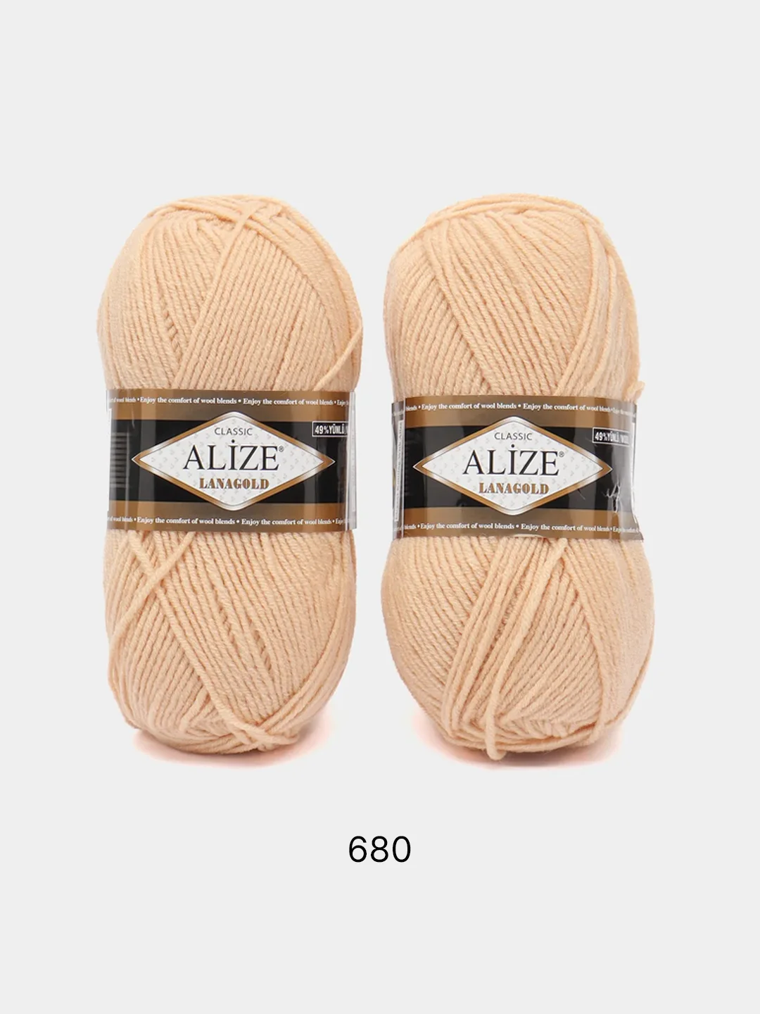 Карамельный пряжа Alize Lanagold, комплект 2 штуки, 3 штуки, 49% шерсть, 51% акрил, 100 г, 240 м,Ч1