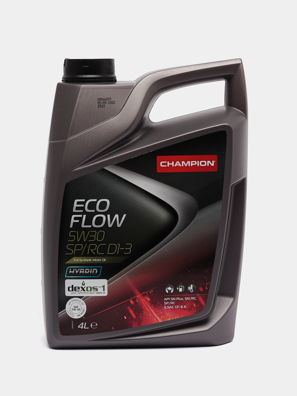 Автомобильное синтетическое моторное масло Champion Eco Flow, 5w30, SP/RC, D1-3, 4 л