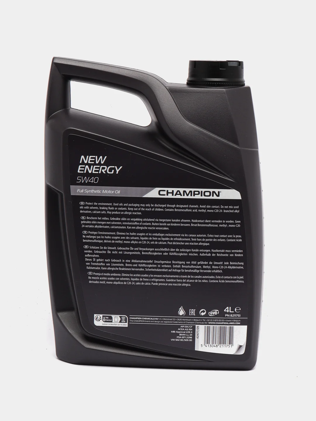 Синтетическое моторное масло Champion New Energy 5w40 API SN/SF, 4 л