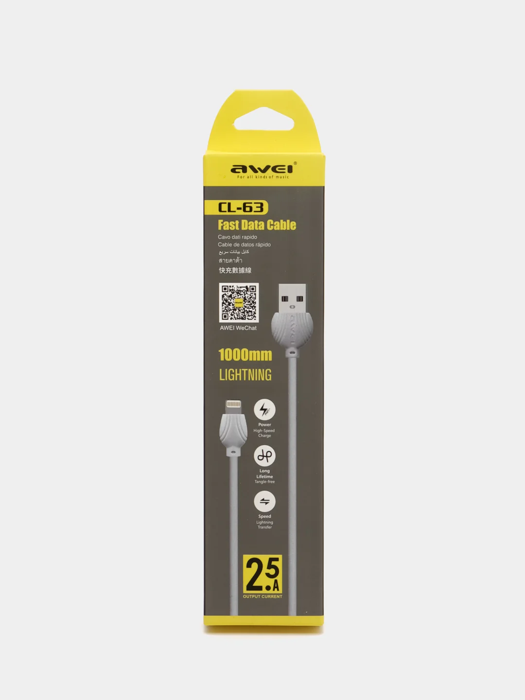 Белый зарядка / Кабель зарядный AWEI CL-63 (Micro-USB/Type-C/Lightning) для Android и iPhone