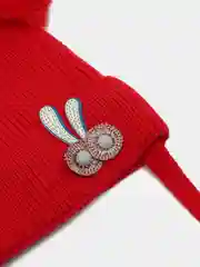Вишнёвый шапка демисезонная, для девочки, на флисе