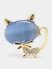Небесно-голубой брошь с опаловым камнем "Кошка"