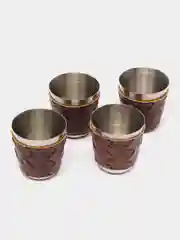 Серый подарочный набор, мужской: фляга с рюмками