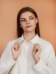 Бежевый рубашка женская, с длинным рукавом, оверсайз, хлопок