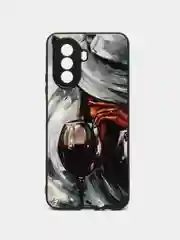 Бордовый чехол с рисунком на Huawei Nova Y70 (Хуавей Нова У70)