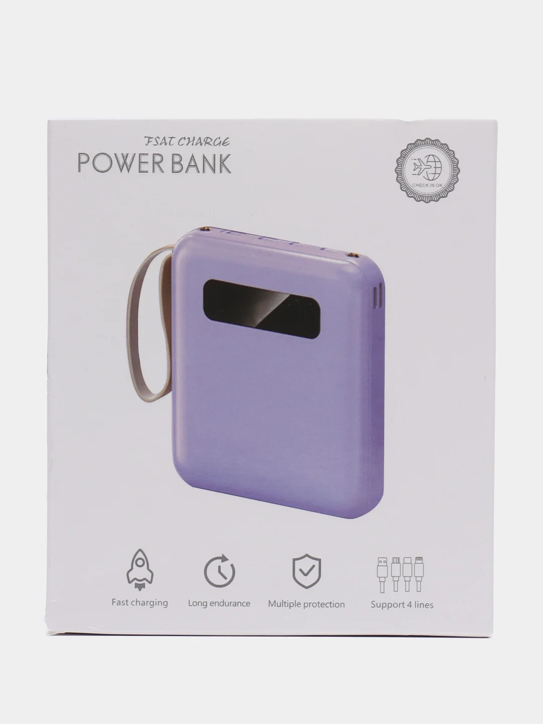 Внешний аккумулятор Power Bank 10000, 20000 mAh / Powerbank повербанк с проводами