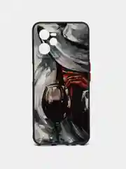Бордовый чехол с рисунком на Realme C35 (Реалми С35)