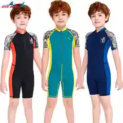 Черный детский цельный купальник