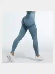 Синий меланж легинсы женские, спортивные, с высокой посадкой