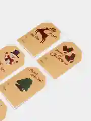 Коричневый наклейки-бирки новогодние, для упаковки подарка