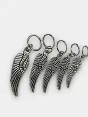 Серебряный кольца для волос (пирсинг) Крылья, 4,1  1 см, 5 шт