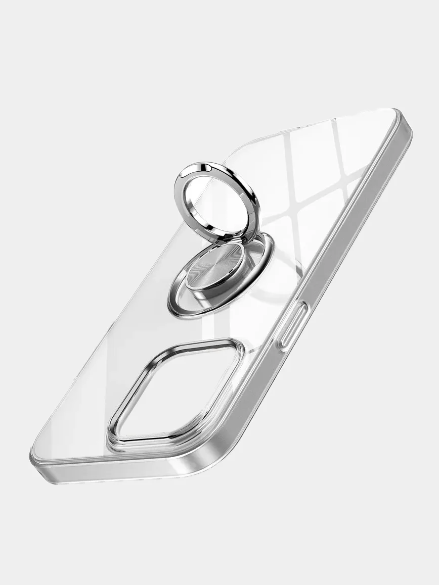 Прозрачный чехол силиконовый для iPhone 11 Pro Max, 7/8 Plus, 12 Pro, S10, с кольцом-держателем