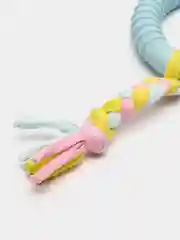 Голубой игрушка жевательная для собак и кошек "Кольцо с косичкой" из резины/ круг