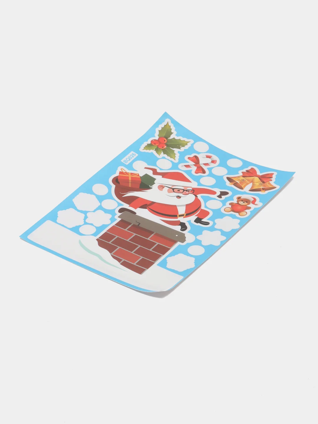 Бордовый новогодние двухсторонние наклейки "Олень и Дед Мороз", 25*35 см