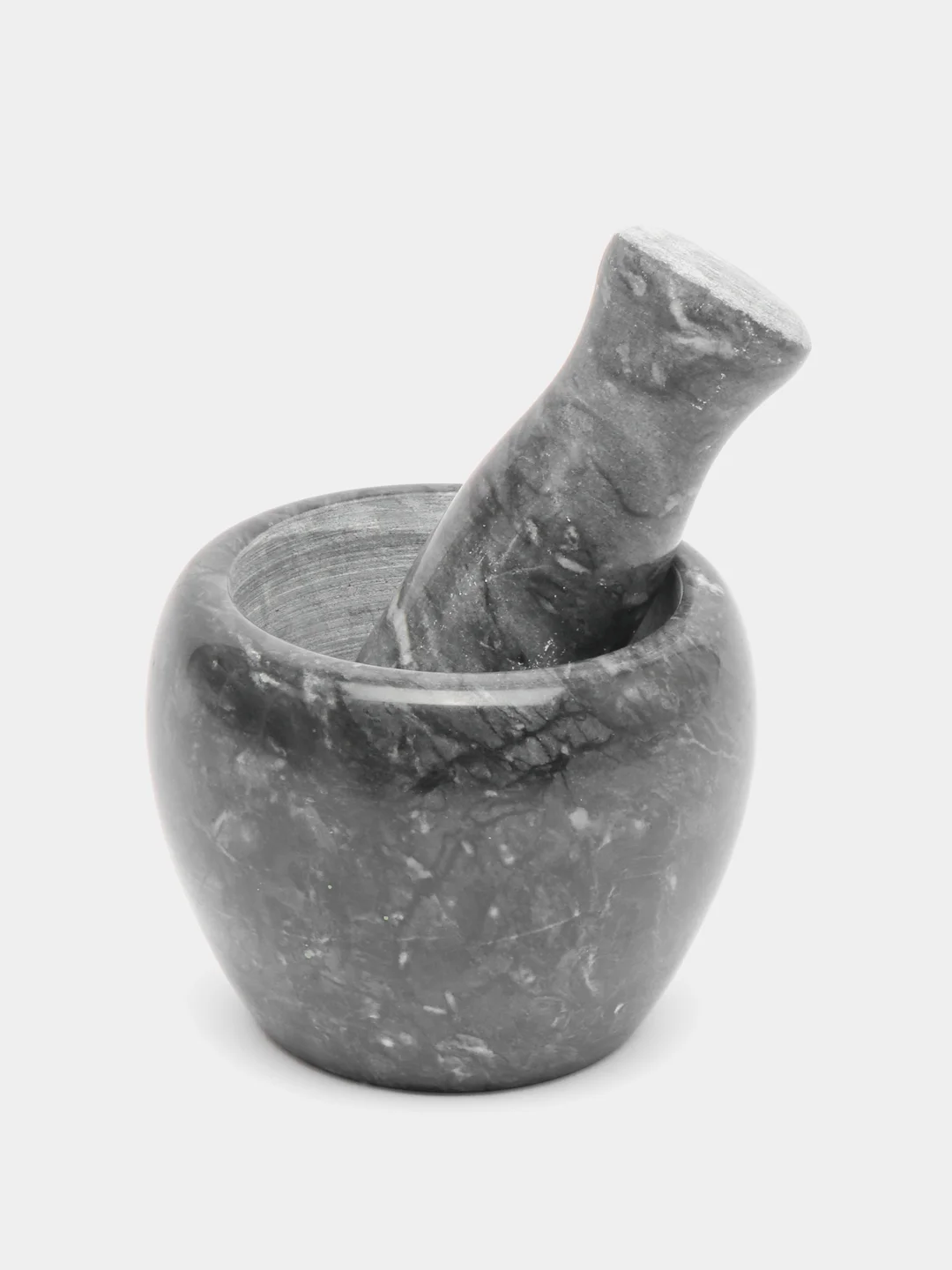 Черный ступка с пестиком "Мрамор", 10 х 7.5 см