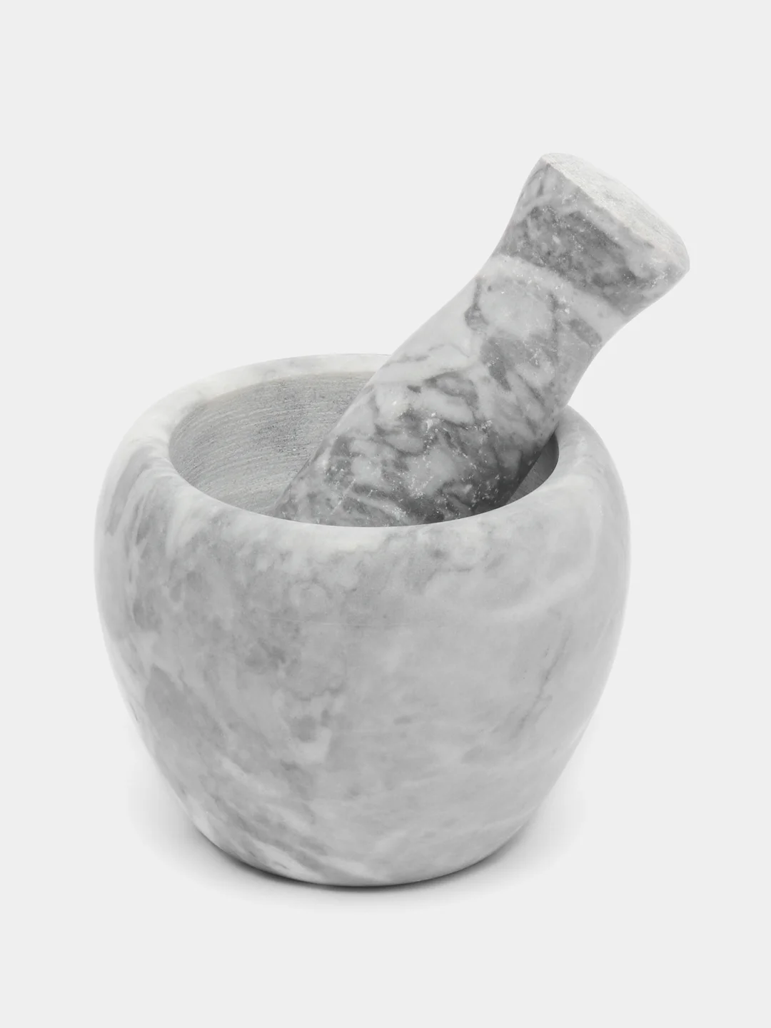 Серый ступка с пестиком "Мрамор", 10 х 7.5 см
