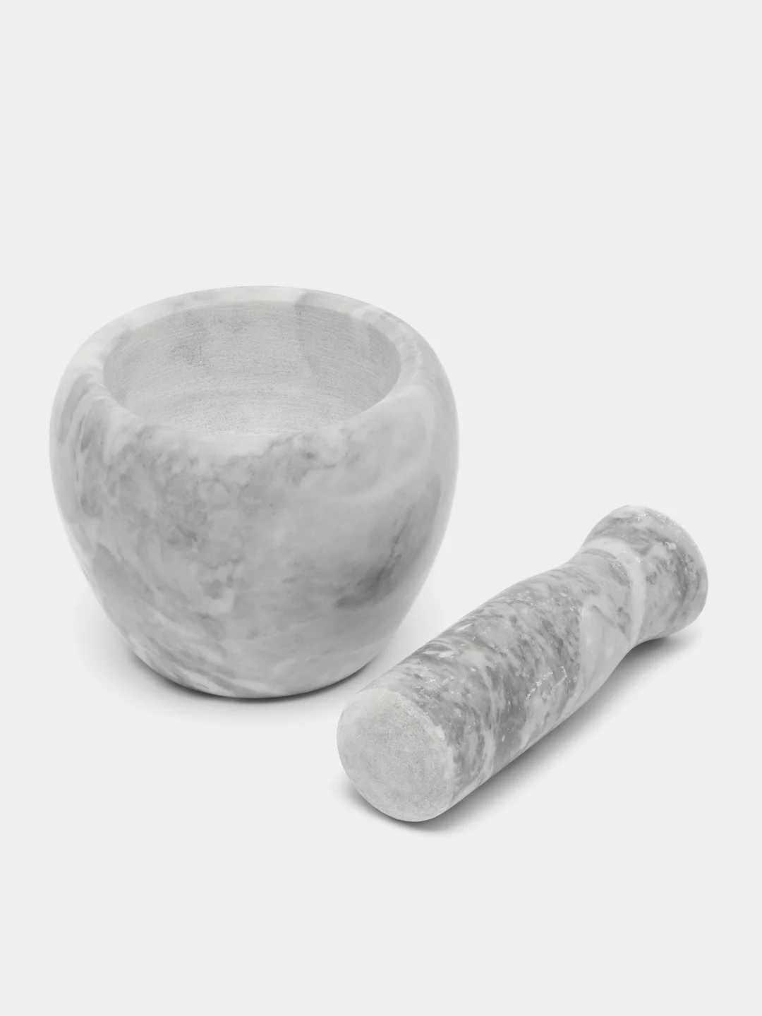 Серый ступка с пестиком "Мрамор", 10 х 7.5 см