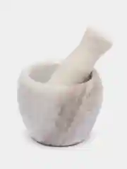 Белый ступка с пестиком "Мрамор", 10 х 7.5 см