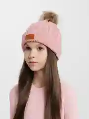 Пудровый шапка, детская, вязаная, зимняя, унисекс