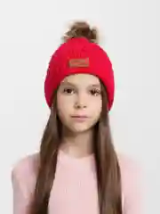Вишнёвый шапка, детская, вязаная, зимняя, унисекс