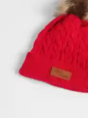Вишнёвый шапка, детская, вязаная, зимняя, унисекс