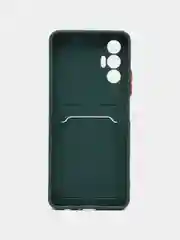 Тёмно-зелёный чехол TECNO POVA 3 с карманом для пластиковой карты и защитой камеры