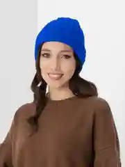 Синий шапка женская, вязаная