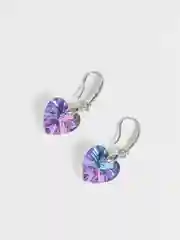 Голубой серьги "Сердечки" с кристаллом Сваровски Swarovski с покрытием серебром 925 пробы