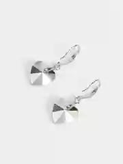 Голубой серьги "Сердечки" с кристаллом Сваровски Swarovski с покрытием серебром 925 пробы