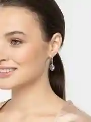 Голубой серьги "Сердечки" с кристаллом Сваровски Swarovski с покрытием серебром 925 пробы