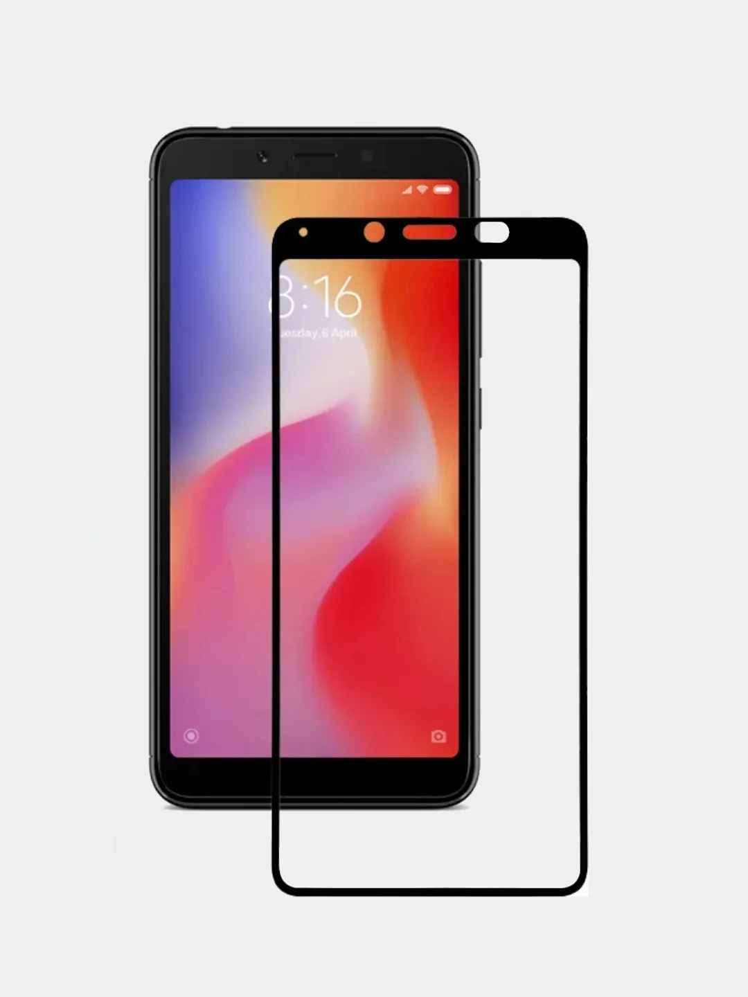 Угольный защитное стекло 9D Xiaomi Redmi 6 / 6A, Сяоми Редми 6 / 6А