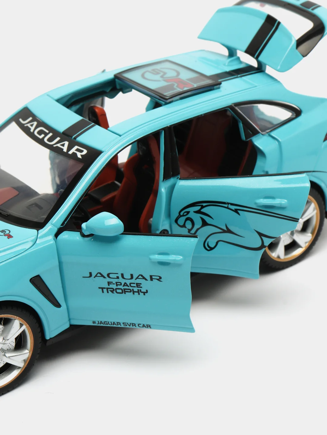 Голубой металлическая инерционная машинка JAGUAR F-PACE TROPHY, зеленый, масштаб 1:24, 20 см