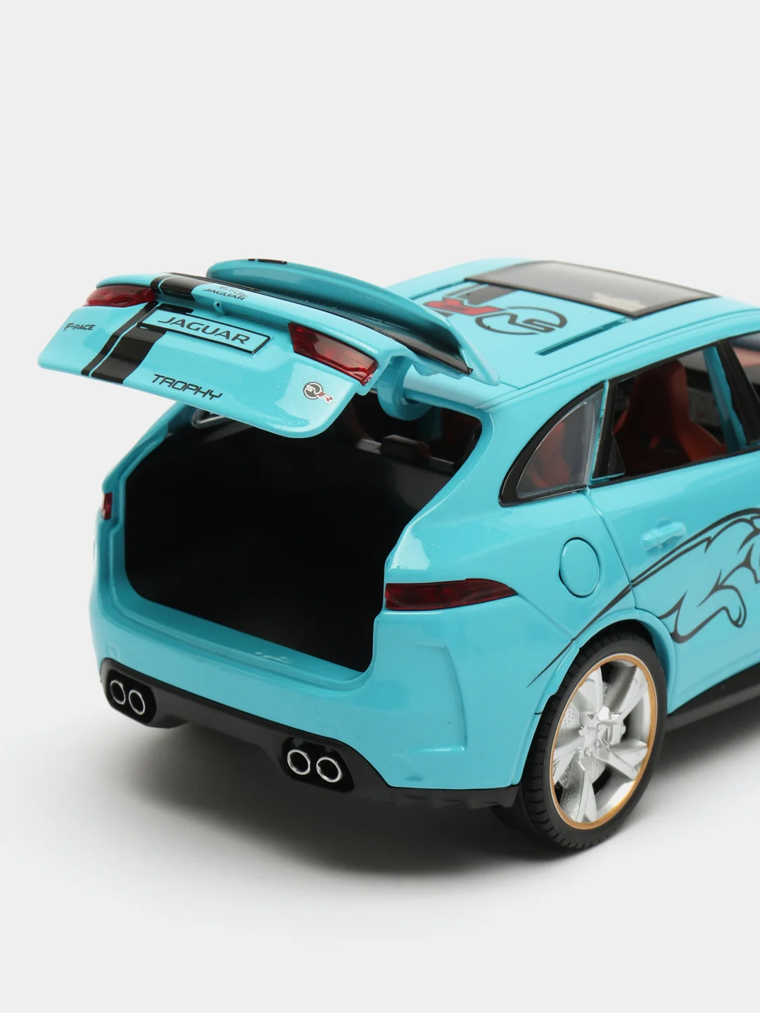 Голубой металлическая инерционная машинка JAGUAR F-PACE TROPHY, зеленый, масштаб 1:24, 20 см