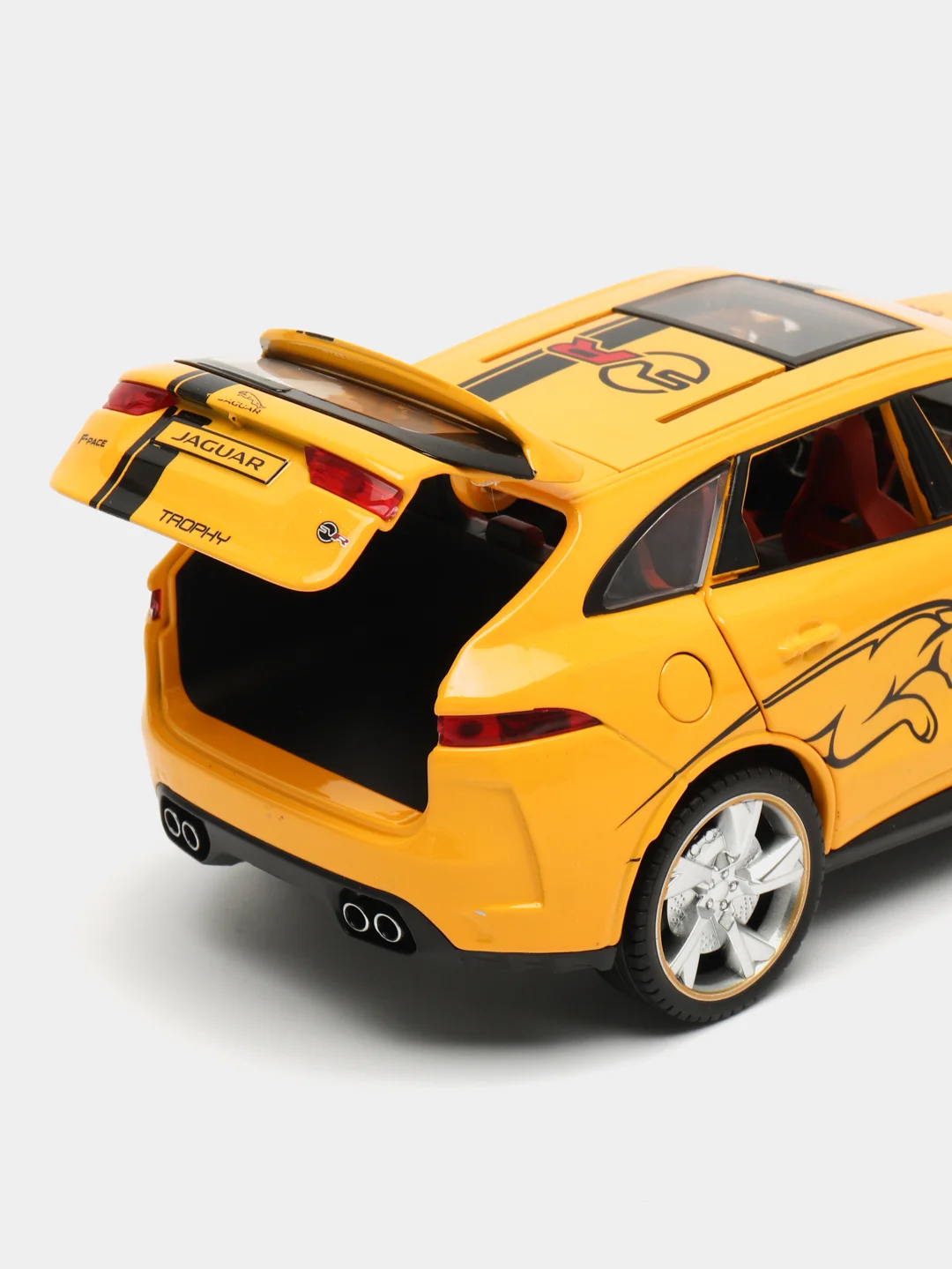 Желтый металлическая инерционная машинка JAGUAR F-PACE TROPHY, зеленый, масштаб 1:24, 20 см