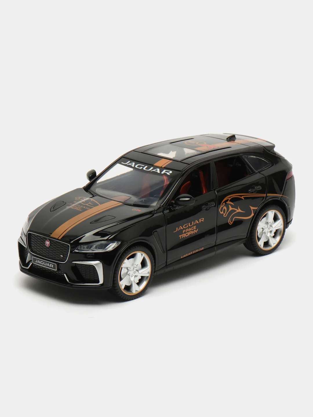 Черный металлическая инерционная машинка JAGUAR F-PACE TROPHY, зеленый, масштаб 1:24, 20 см