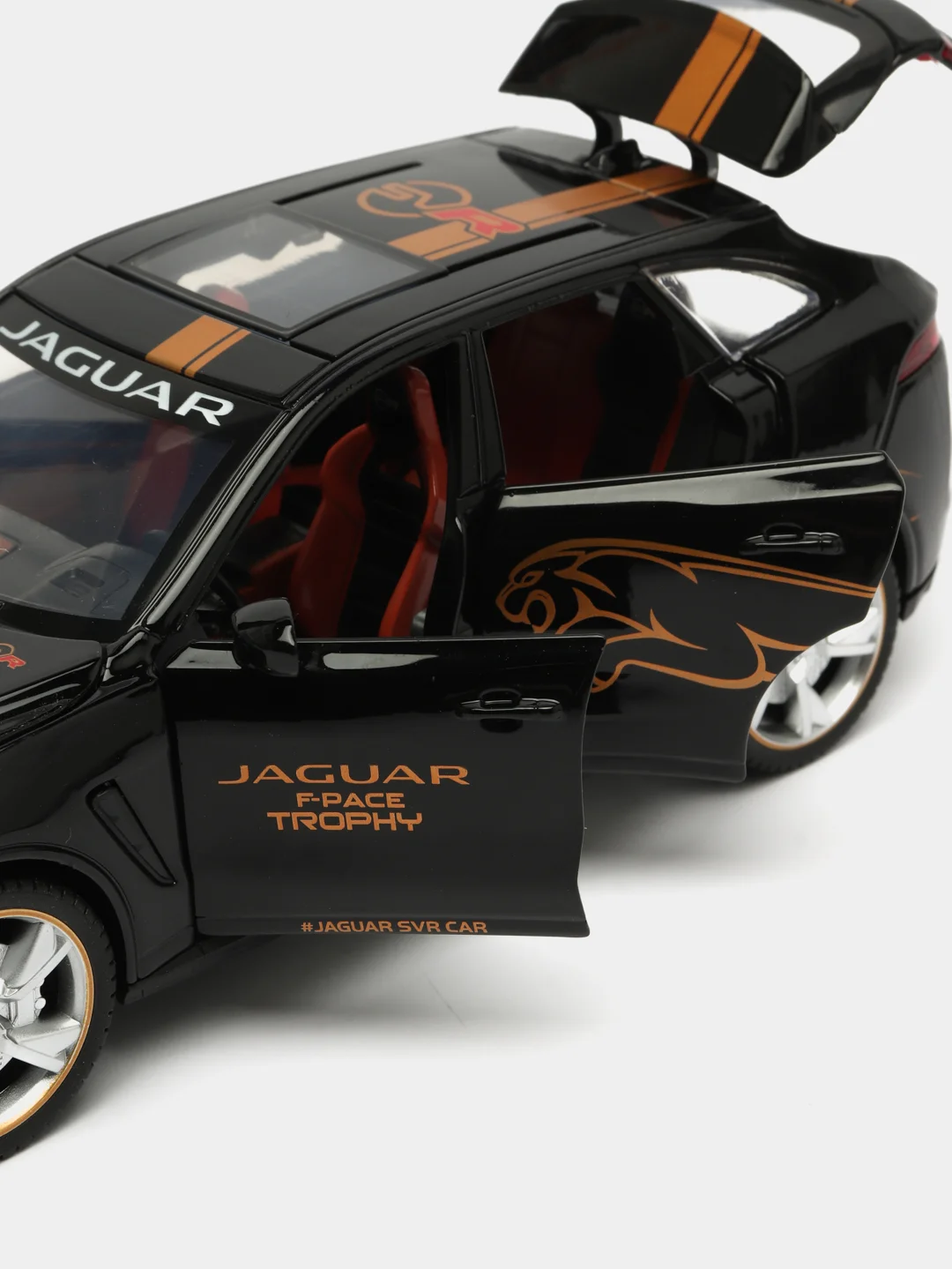 Черный металлическая инерционная машинка JAGUAR F-PACE TROPHY, зеленый, масштаб 1:24, 20 см