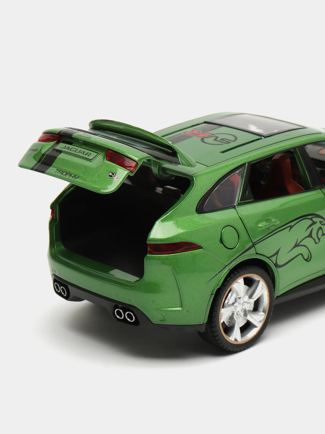 Зеленый металлическая инерционная машинка JAGUAR F-PACE TROPHY, зеленый, масштаб 1:24, 20 см