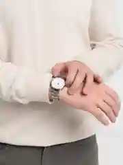 Серебряный часы мужские наручные, кварцевые, часы с браслетом