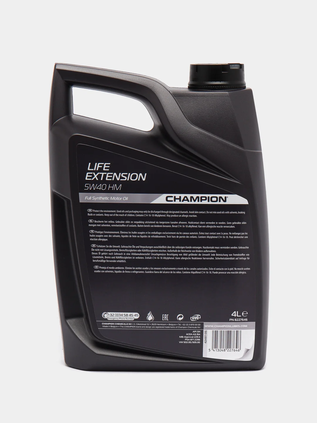 Автомобильное моторное синтетическое масло Champion life extension 5W40 HM, 4 л