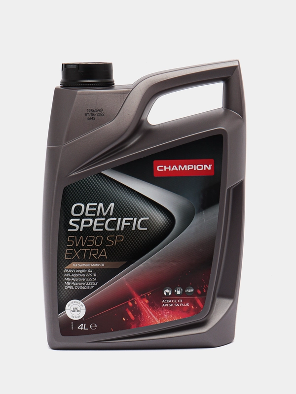 Автомобильное синтетическое моторное масло Champion Oem Specific 5w-30 SP, Extra, 4 л