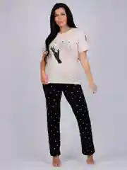 Черный женская пижама со штанами