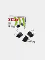 Зажимы для бумаг большие STAFF EVERYDAY, КОМПЛЕКТ 12шт, 51 мм, на 230 л., черн., карт.кор.