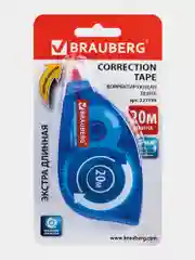 Корректирующая лента BRAUBERG 5 мм х 20 м, корпус синий, механизм перемотки, блистер
