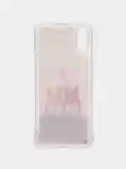 Бежевый чехол Xiaomi Redmi 9A, Сяоми Редми 9А силиконовый переливающийся жидкий с блестками